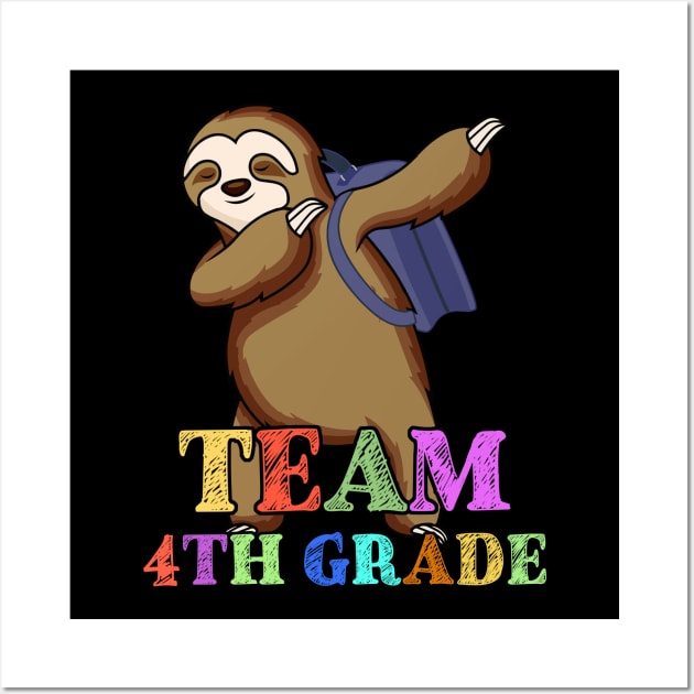 Sloth Hello 4th Grade Teachers Kids Back to school Gifts Wall Art by kateeleone97023
